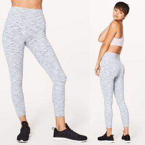 Lululemon White Spacedye Luon High Rise Wunder Under 7/8 Pants